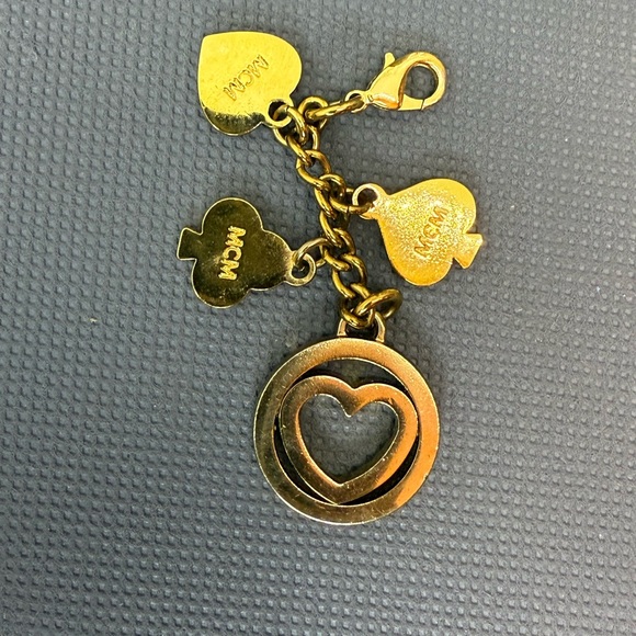 EUC MCM Gold Bag Charm with Heart and Colorful Charms Keychain - Picture 5 of 7